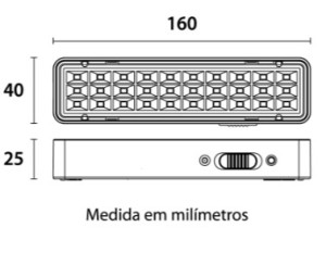 Lum. Emergência 30 LEDs 1W 6.500K - Branco - 