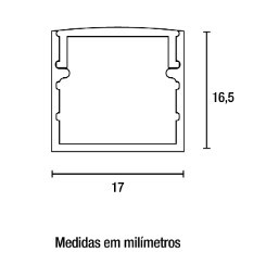 Perfil Line Alumínio Sobrepor 17mm 3M - Preto - 
