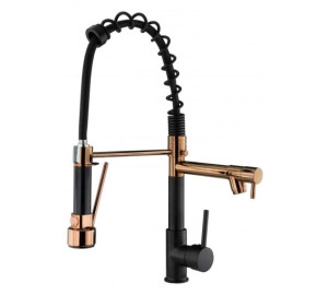 Monocomando Pevilon gourmet preto com rose gold ferrara 205117   