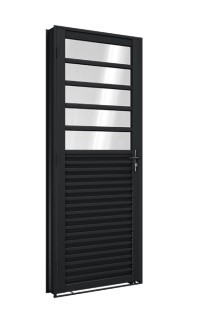 Porta de giro mista preta com travessa 85 x 215