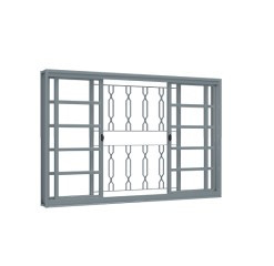 Janela riobras de correr central 2 folhas móveis e 2 fixas com grade mosaico  100 x 100  - 