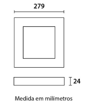 Painel LED Sobrepor Quadrado Alumínio 24W 6.500K - Preto