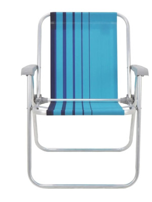 Cadeira de Praia Tramontina Samoa Alta em Alumínio com Assento Azul - 