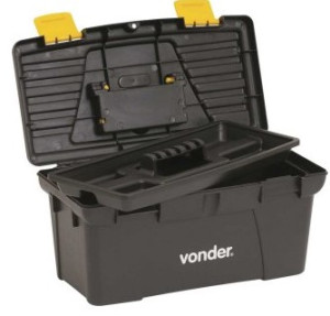 Caixa plástica para ferramentas, preta e amarela, CPV 0320, VONDER - 