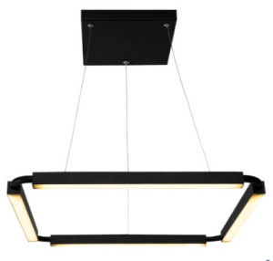 Pendente Curve LED Alumínio 450mm Bivolt 15W 2.700K - Preto Liso - 