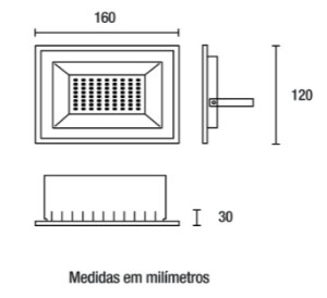 Refletor LED Tech Alumínio 30W 3.000K - Preto - 