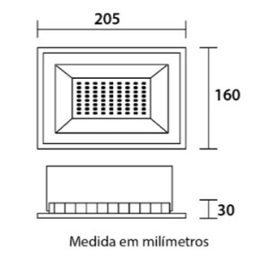 Refletor LED Tech Alumínio 50W 3.000K - Preto - 