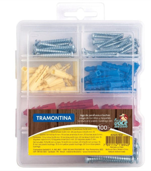 Jogo de Buchas e Parafusos Tramontina com Maleta para Uso Doméstico 100 Peças