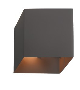 Arandela Cubo Aço 12cm - Chumbo Liso - 