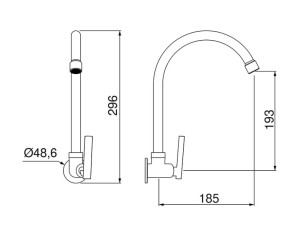 Torneira Lorenzetti de Cozinha Parede Loren Studio 1168 B37 Black Matte - 