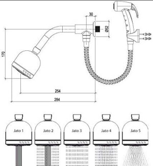 Ducha 5 Funções com Desviador Lorenzetti LorenFive 1915 C16 - 