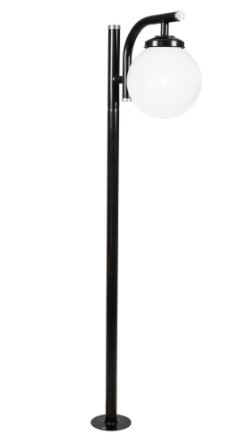 Poste Globo Simples 1,74m com canopla Com Globo - Preto - 