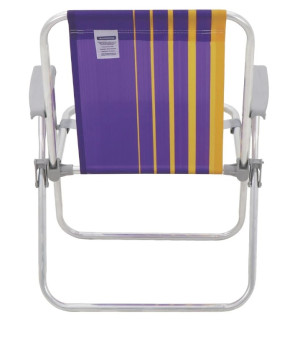 Cadeira de Praia Tramontina Samoa Alta em Alumínio com Assento Roxo e Amarelo - 