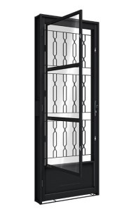 Porta de giro com postigo e grade mosaico 85 x 215