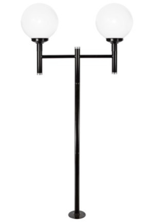 Poste Globo Duplo 2,44m com canopla Com Globo - Preto - 