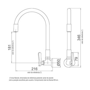Torneira Parede Flexível Lorenzetti 1177 B 27 Flex Black - 