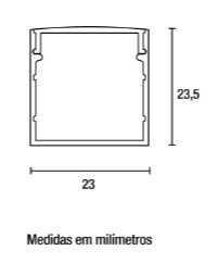 Perfil Line Sobrepor Alumínio 23mm 3M - Alumínio Natural