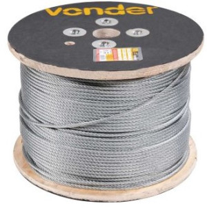 Cabo de aço galvanizado, alma de fibra, 3,97 mm - 5/32