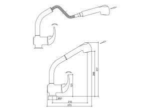 Misturador Monocomando para Cozinha de Mesa - Bica Alta Móvel Spray 2267 C71 - 
