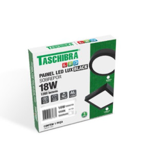 Painel led Taschibra lux sobrepor preto 18W 22CM 6500K 15070152