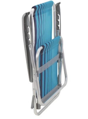 Cadeira de Praia Reclinável Tramontina Bali Baixa em Alumínio com Assento Azul