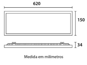 Painel Backlight LED Embutir Retangular Alumínio 20W 6.500K - Branco - 