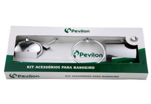Kit Acessório de Banheiro Pevilon 5 peças de Alumínio  Kit Acessório de Banheiro Pevilon 5 peças de Alumínio