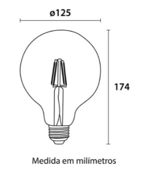 Lâmpada Filamento LED G125 4W - 440lm 2.200K