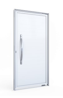 Porta mecal pivotante lambri com puxador de 80cm em alumínio 105 x 215