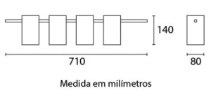 Pendente Kina Light Alumínio 70cm - Preto - 