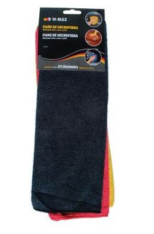 Pano de Microfibra Preto, Vermelho e Amarelo 35 x 35 cm Embalagem com 3 Unidades Pano de Microfibra Preto, Vermelho e Amarelo 35 x 35 cm Embalagem com 3 Unidades