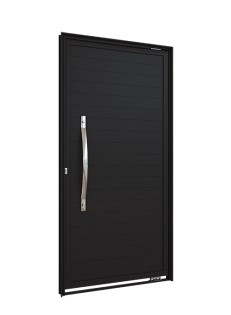 Porta mecal pivotante lambri com puxador de 80cm em alumínio 105 x 215