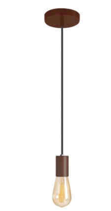 Pendente Vintage Alumínio Liso - Cabo Polipropileno Preto Marrom Gold - 