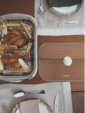 Assadeira Tramontina Cosmos Retangular em Aço Inox com Tampa de Vidro 34 cm 2,2 L - 