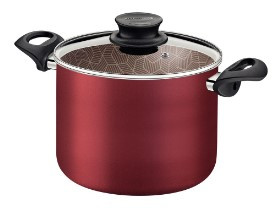 Caldeirão Tramontina Paris em Alumínio com Revestimento Interno e Externo em Antiaderente Starflon Max Vermelho com Tampa de Vidro 20 cm 4,2 L - 