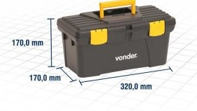 Caixa plástica para ferramentas, preta e amarela, CPV 0320, VONDER