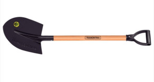 Pá Frankfurt Tramontina 454/00 em Aço com Cabo de Madeira 71 cm com Empunhadura Plástica Reta Ergonômica - 