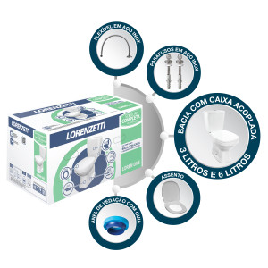 Kit Bacia Com Caixa Acoplada Loren One Branco - Lorenzetti - 