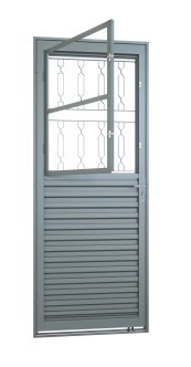 Porta mecal de giro mista com positgo e grade mosaico 215 x 85 - 