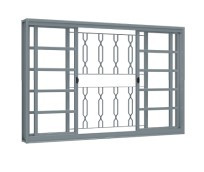 Janela riobras  de correr central 2 folhas móveis e 2 fixas com grade mosaico 100 x 120  - 