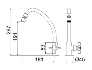 Torneira Lorenzetti para Cozinha de Mesa - Bica Móvel 1167 C47 - 