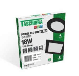 Painel led Taschibra lux embutir preto 24W 30CM 6500K  15090302 - 
