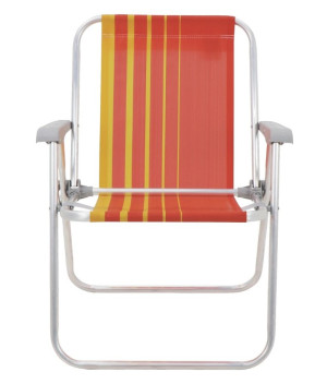 Cadeira de Praia Tramontina Samoa Alta em Alumínio com Assento Laranja e Amarelo - 
