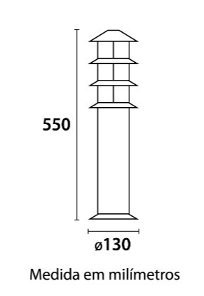 Balizador Oriental 550mm - Preto Fosco - 
