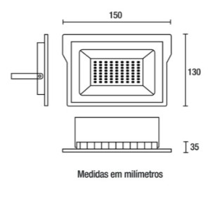 Refletor LED Licht Alumínio 45W 6.500K - Preto