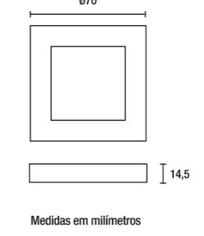 Luminária LED Cabinet Quadrado 2W 3.000K - Preto - 