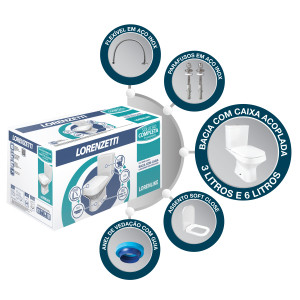 Kit Bacia Com Caixa Acoplada Loren Like Branco - Lorenzetti - 