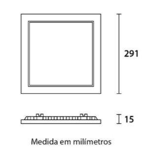 Painel LED Embutir Quadrado Alumínio 24W 6.500K - Branco