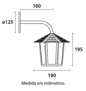 Arandela Colonial Sextavada Lente Polipropileno - Preto Arandela Colonial Sextavada Lente Polipropileno - Preto