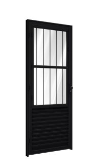 Porta riobras de giro postigo e grade preta  - 